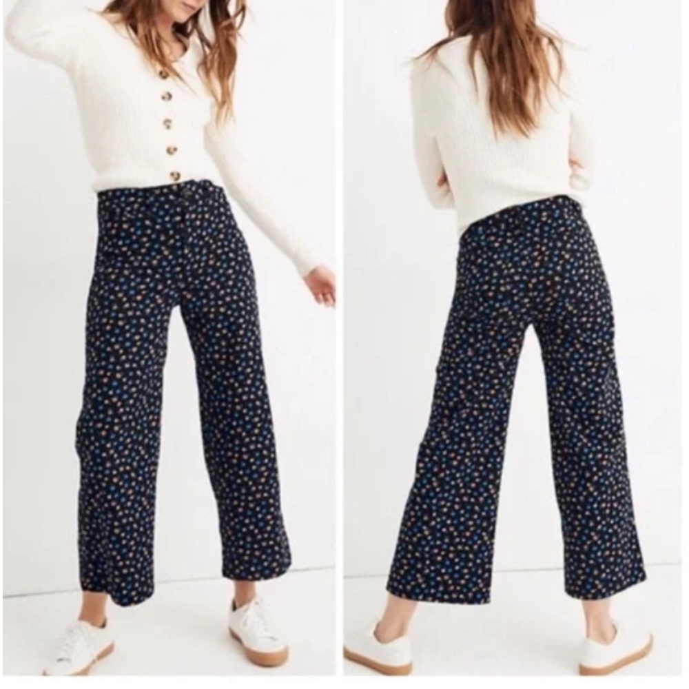 Madewell Emmett Wide Leg Crop 26 Black Floral